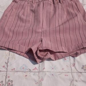 Love Tree Pink Straps Elastic Waist Pockets Zipper Balerina Pink Women's Shorts